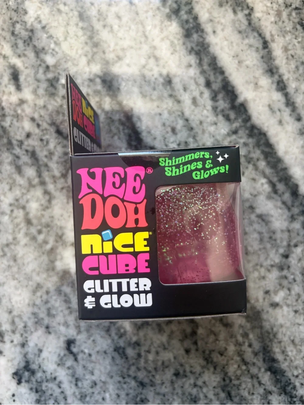 NeeDoh Nice Cube Glitter & Glow Pink cube NEW 💗 Sealed Authentic Nee Doh gift